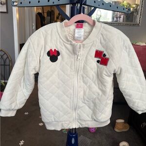 White Quilted Jacket with Minnie Mouse Patches